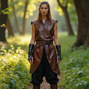 Women&#39;s Leather Warrior Tunic | Medieval Viking Battle Vest | Renaissance LARP Fantasy Costume | Genuine Leather Reenactment Cosplay for Her
