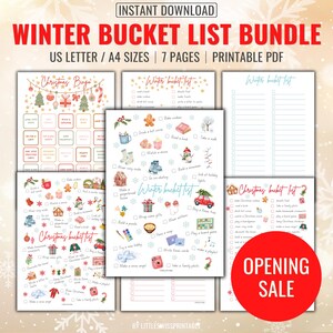 Printable Winter Bucket list bundle, Instant download Pdf, Winter bucket list,  Festive checklist,  Season planner, Christmas planner, Xmas