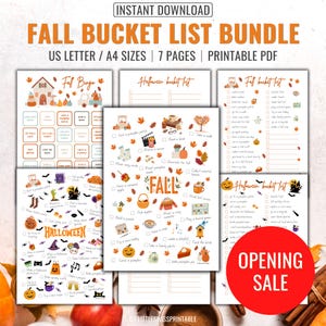 Printable Fall Bucket list bundle, Instant download Pdf, Autumn bucket list,  Fall checklist,  Fall planner, Autumn printable, Fall bingo