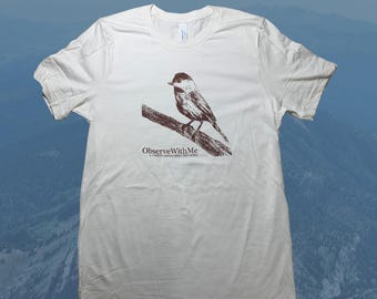 Camiseta de carbonero de cabeza negra: diseño de vida silvestre dibujado a mano