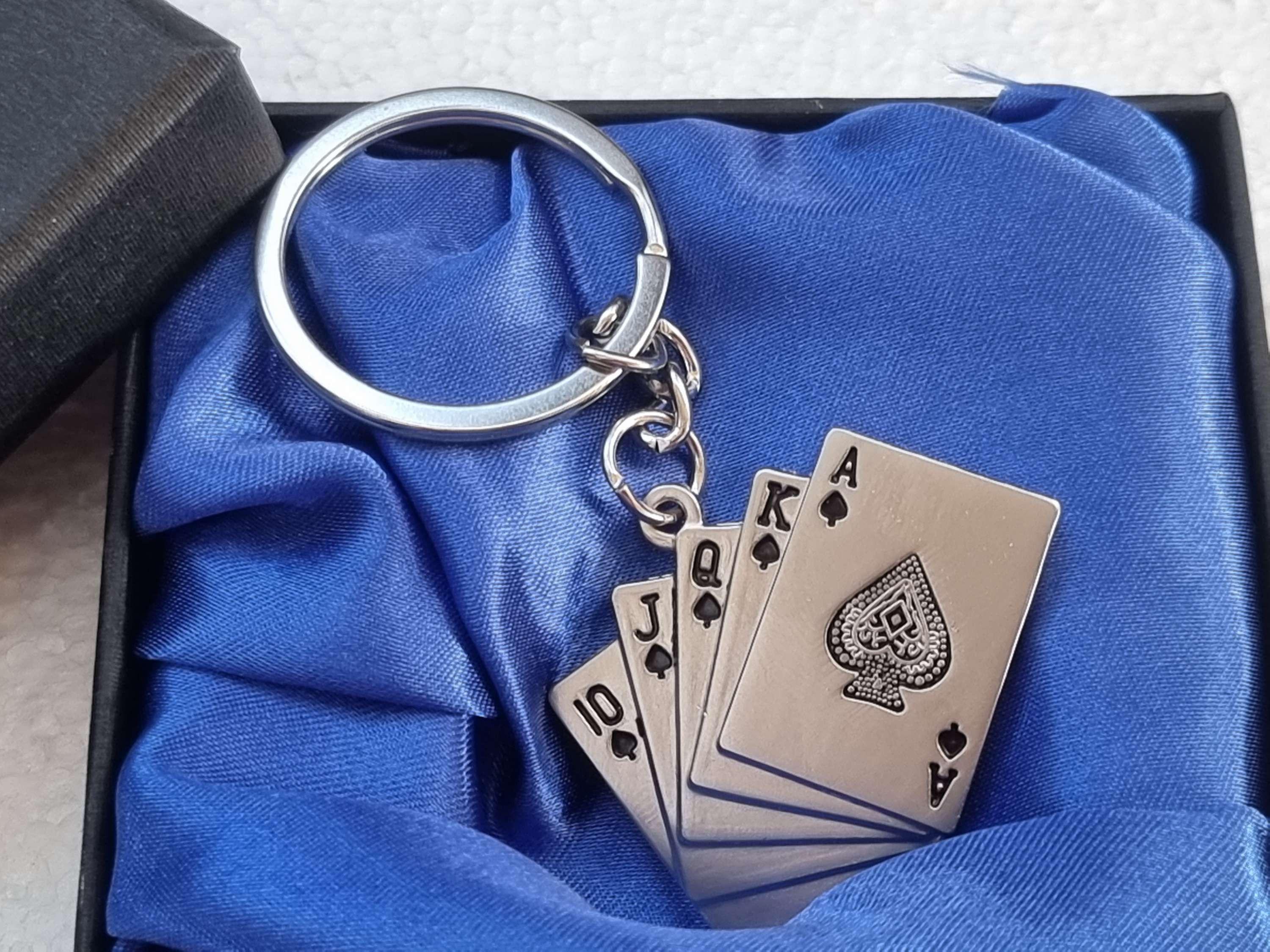 Poker Hand Keyring Personalised Cards RoyalFlush Metal Keychain