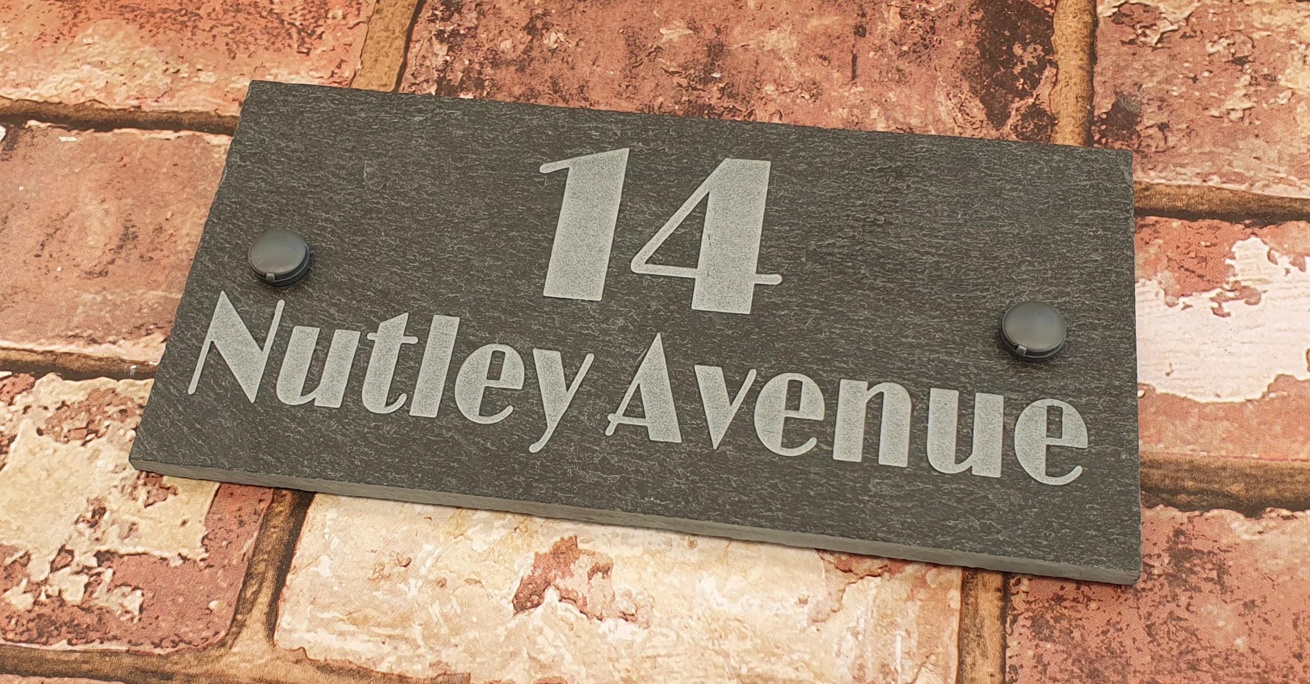 Slate House Sign 20cm x 10cm Plaque Personalised Deep Engraved & Fixing - Thumbnail 5
