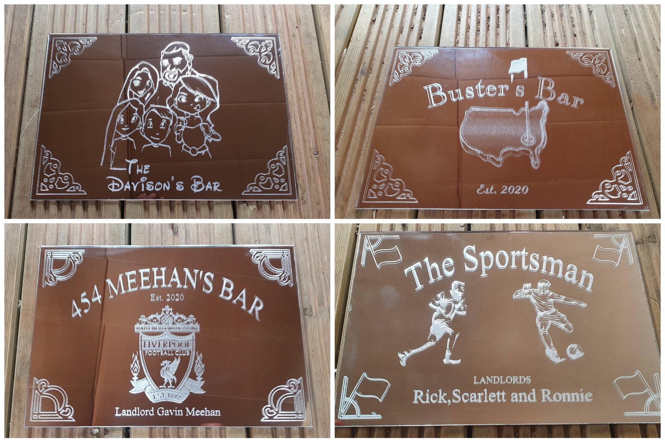 Pub Shed Home Bar Mirrors coloured shaped acrylic personalised bespoke designs - Thumbnail 4