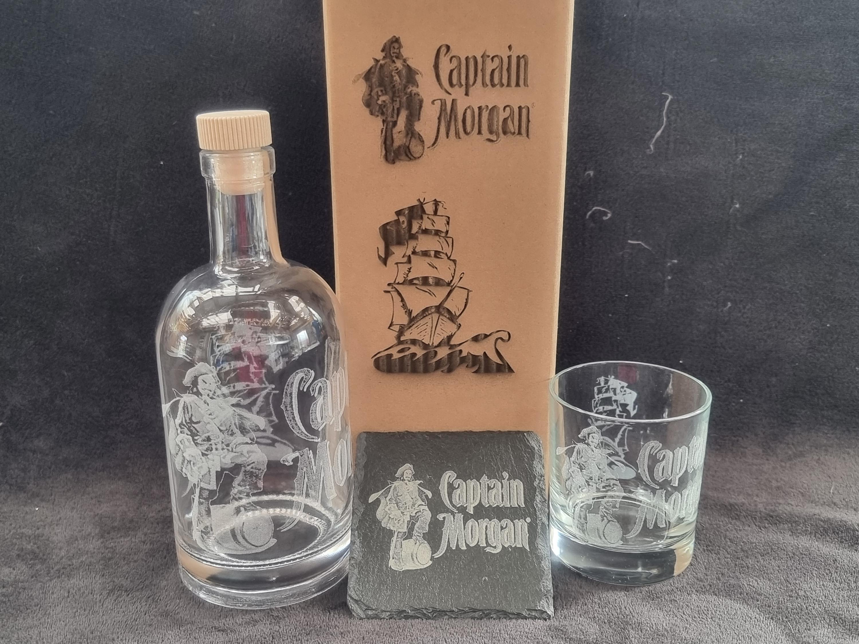 Captain Morgan decanter box sets can be personalised
