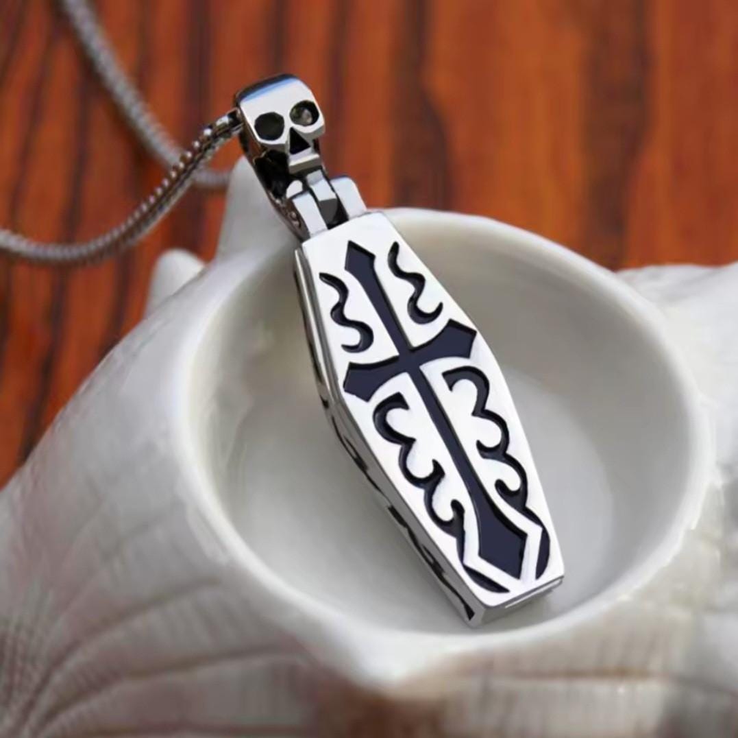 Gothic coffin cross necklace gift box set personalised - Thumbnail 5