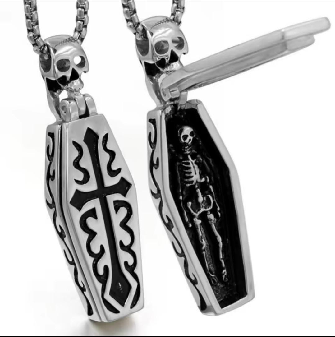 Gothic coffin cross necklace gift box set personalised - Thumbnail 3