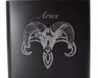 Aries Shot & 6 Ounce Flask Set Created By Local Artist KW