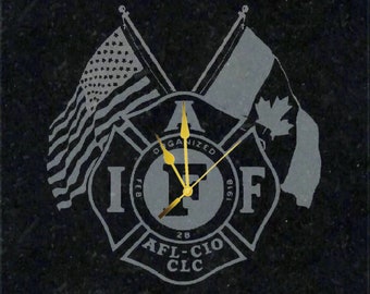 IAFF Officially Licensed Custom Framed "A-Grade Granite" Clock