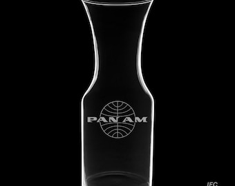 Pan Am Vintage Logo 40 Ounce Wine Carafe with Optional 13 Ounce Glasses and Optional Free Personalization (Pan Am Officially License