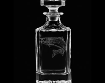 Trout 25 Ounce Whiskey Decanter With Optional Rocks Glasses