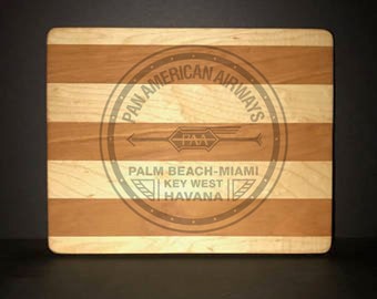 Pan Am 1927 Logo Cutting Board: Cherry & Maple, Personalized