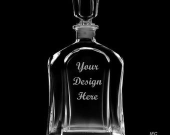 Wedding Gift 25 Ounce Whiskey Decanter With Optional 10 or 14  Ounce Rocks Glasses