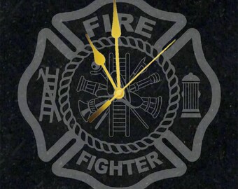 Fire Department Custom Made "A-Grade Granite" Professionally Framed Clock