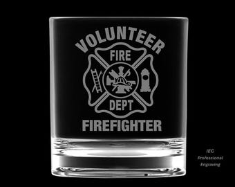 Volunteer Firefighter 10 Ounce Rocks Glass