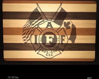 IAFF Cherry, Black Walnut, & Maple Cutting Board (13 X 18 X 1.5) Custom Made
