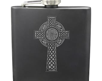 Celtic Cross Shot & 6 Ounce Flask Set