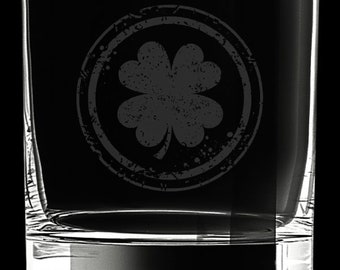 Irish Shamrock 12 Ounce Rocks Glass