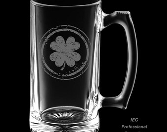Irish Clover 25 Ounce Beer Mug (Also Available in 16oz)
