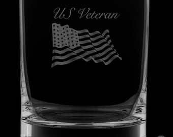 US Veteran 12 Ounce Rocks Glass