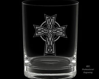 Celtic Cross 14 Ounce Double Rocks Glass