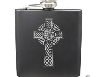 Celtic Cross Shot & 6 Ounce Flask Set