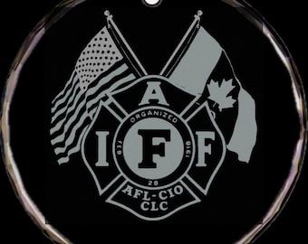 IAFF Officially Licensed Crystal Christmas Ornament (2.25X.25 thick)