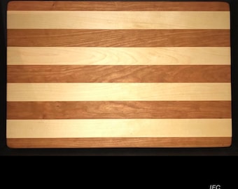 13” X 18” X 1.5” Custom Made Cutting Board Created Out Of Cherry, and Maple