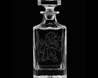 Scottish Lion 25 Ounce Whiskey Decanter With Optional Rocks Glasses