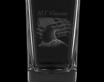 US Veteran 2.75 Ounce Dessert Shot Glass (Also available in 2.0oz)