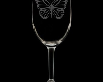 Monarch Butterfly 12 Ounce Wine Glass (18 Oz Available)