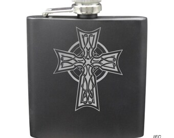 Celtic Cross Shot & 6 Ounce Flask Set