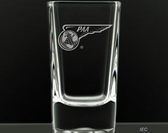 PanAm 1944 Wing Globe Logo, 2.75 Ounce Dessert Shot Glass (Also available in 2.0oz)