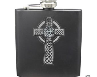 Celtic Cross 6 Ounce Flask with Gift Box