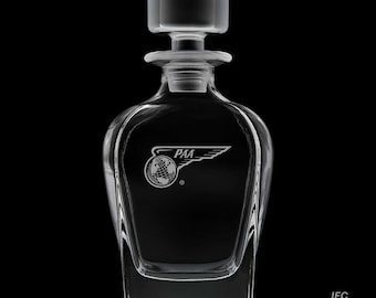 PanAm 25 Ounce Whiskey Decanter With Optional 10 or 14  Ounce Rocks Glasses and Free Optional Personalization (PanAm  Officially Licensed)