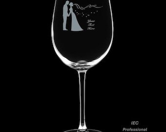 Wedding 12 Ounce Wine Glass (Personalization Included)