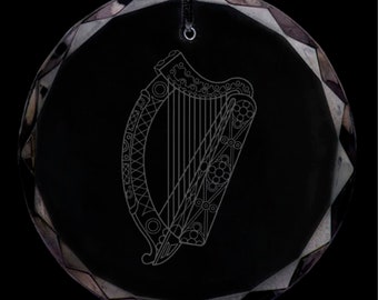 Celtic Harp Crystal Christmas Ornament (2.25X.25 thick)