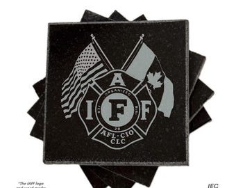 IAFF Licensed Granite Coasters: Personalized Firefighter Gift