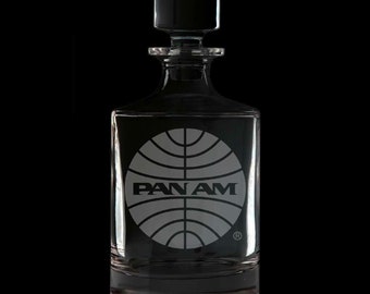 Pan American Airways Officially Licensed 25 Ounce Whiskey Decanter With Optional Rocks Glasses