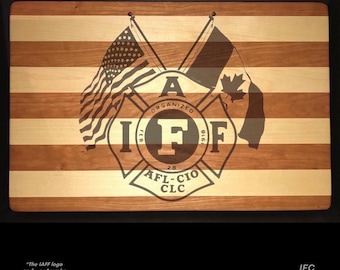 IAFF Cherry & Maple Cutting Board (13 X 18 X 1.5) Custom Made