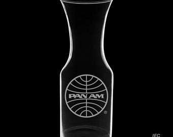 Pan Am 1973 Logo 40 Ounce Wine Carafe with Optional 13 Ounce Glasses and Optional Free Personalization (Pan Am Officially Licensed)