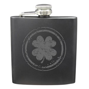 Irish Shamrock Shot & 6 Ounce Flask Set