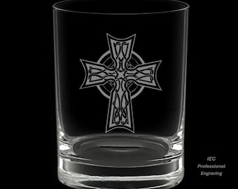 Celtic Cross 14 Ounce Double Rocks Glass