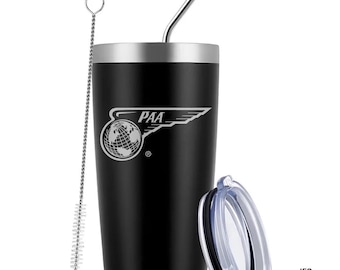 PanAm 1944 Wing Globe Logo, 20 Ounce Black Meway Tumbler