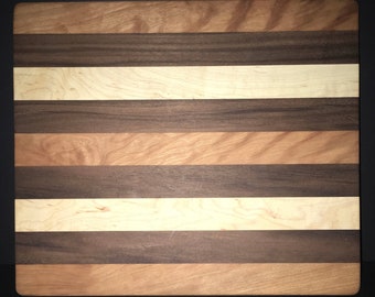 12” X 14” X 1..25” Custom Made Cutting Board Created Out Of Cherry and Maple