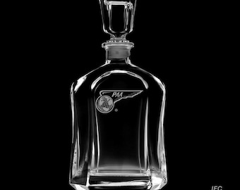 PanAm 25 Ounce Whiskey Decanter With Optional 10 or 14  Ounce Rocks Glasses and Free Optional Personalization (PanAm  Officially Licensed)