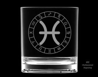 Pisces 10 Ounce Rocks Glass (Also available in 14 ounce)