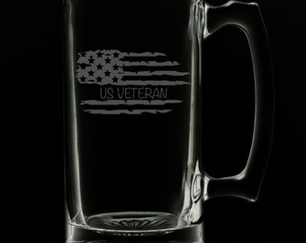 United States Veteran 25 Ounce Beer Mug (Also Available in 16oz & 12oz)