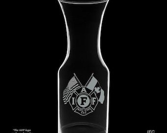 IAFF Logo 40 Ounce Wine Carafe with Optional 13 Ounce Glasses and Optional Free Personalization (IAFF Officially Licensed)