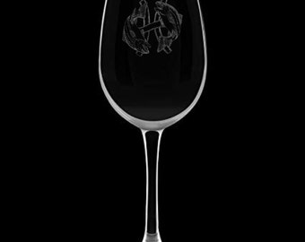 Pisces 12 Ounce Wine Glass Created By Local Artist KW