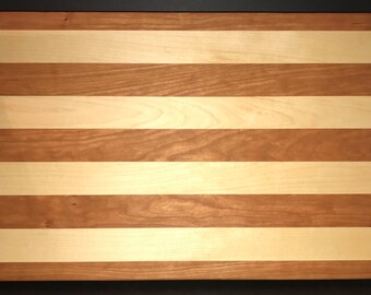 18” X 24” X 2” Custom Made Cutting Board Created Out Of Cherry and Maple